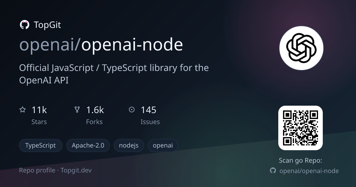 TopGit repo profile image for openai/openai-node