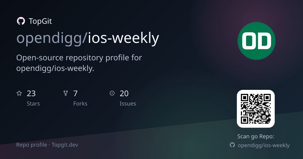 TopGit repo profile image for opendigg/ios-weekly