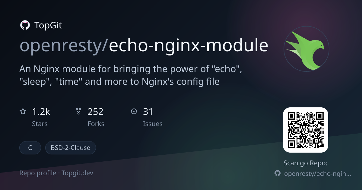 TopGit repo profile image for openresty/echo-nginx-module