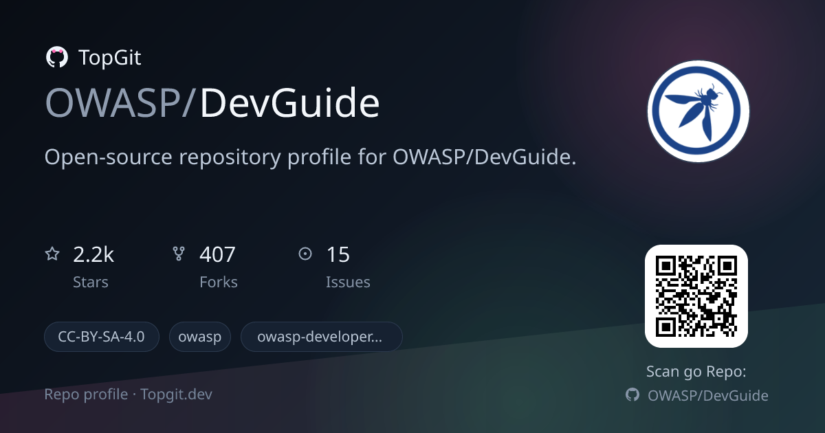TopGit repo profile image for OWASP/DevGuide