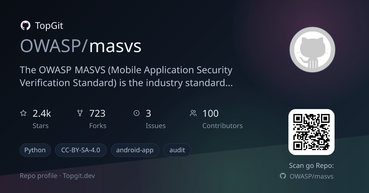 TopGit repo profile image for OWASP/masvs