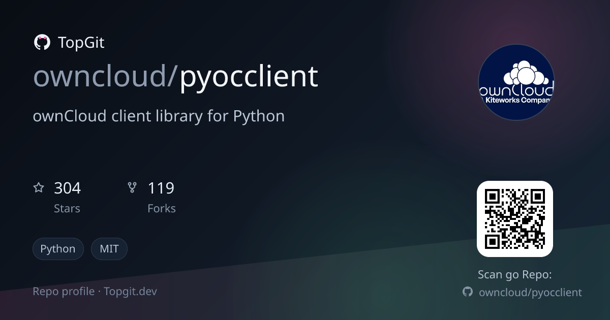 TopGit repo profile image for owncloud/pyocclient