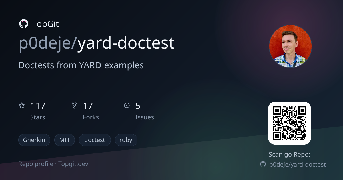 TopGit repo profile image for p0deje/yard-doctest