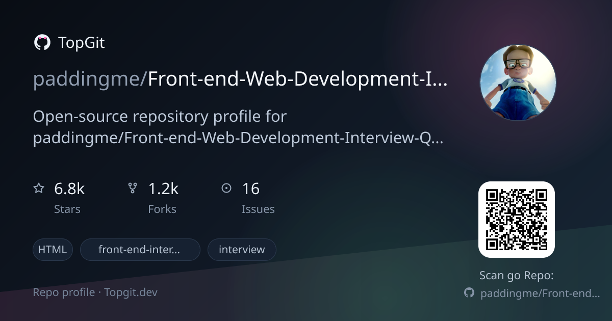 TopGit repo profile image for paddingme/Front-end-Web-Development-Interview-Question