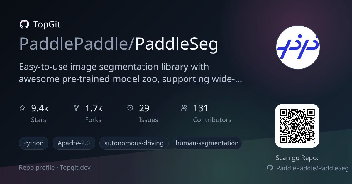 TopGit repo profile image for PaddlePaddle/PaddleSeg