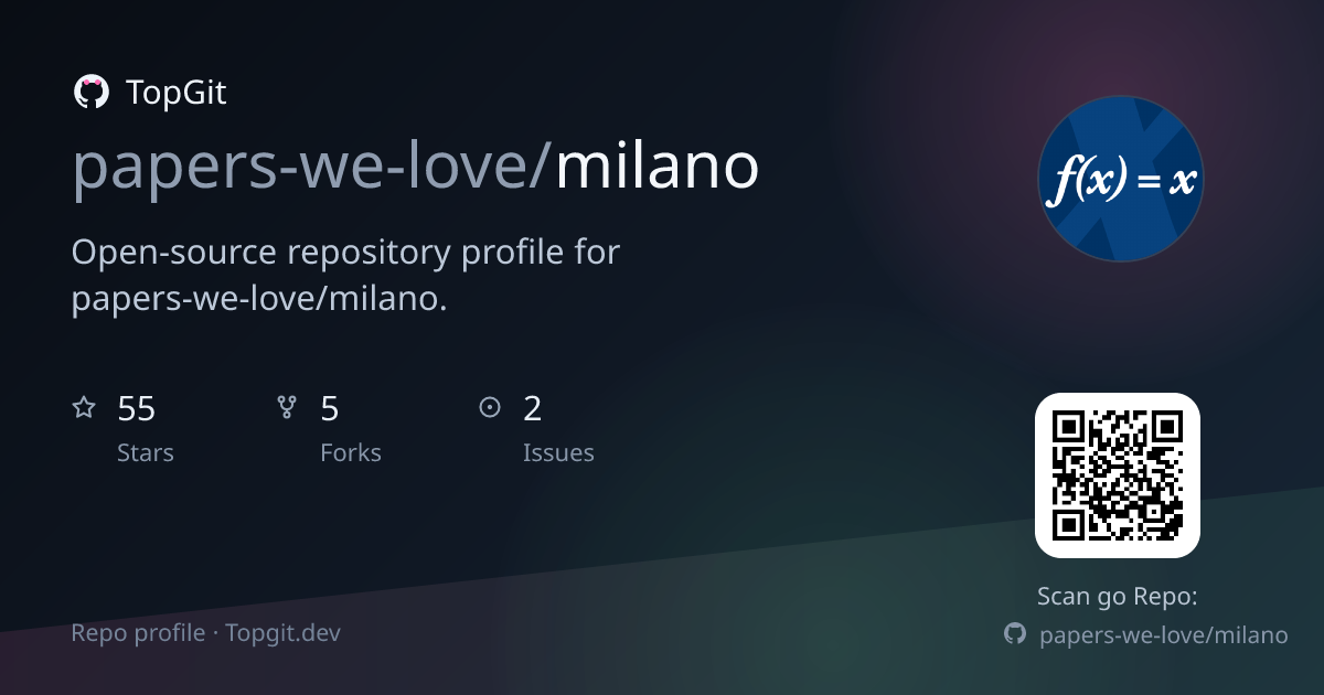 TopGit repo profile image for papers-we-love/milano