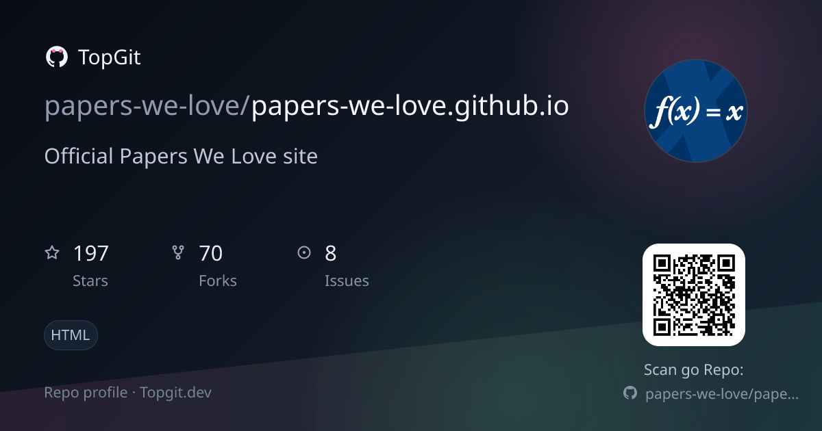 TopGit repo profile image for papers-we-love/papers-we-love.github.io