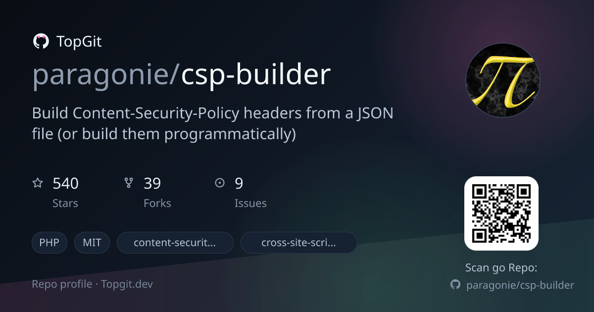 TopGit repo profile image for paragonie/csp-builder