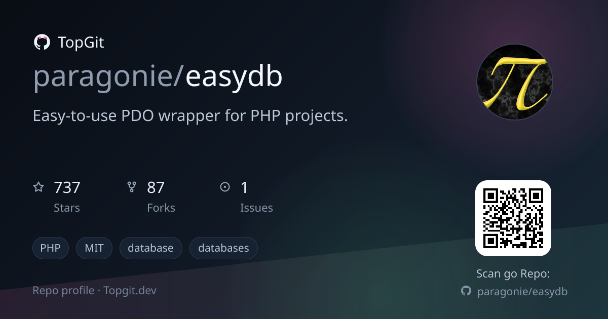 TopGit repo profile image for paragonie/easydb