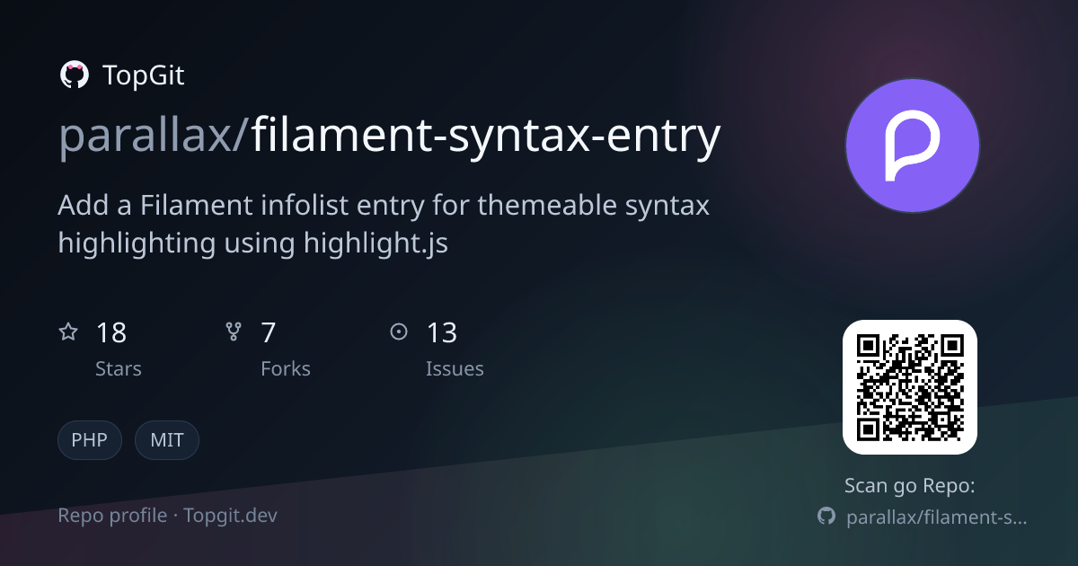 TopGit repo profile image for parallax/filament-syntax-entry
