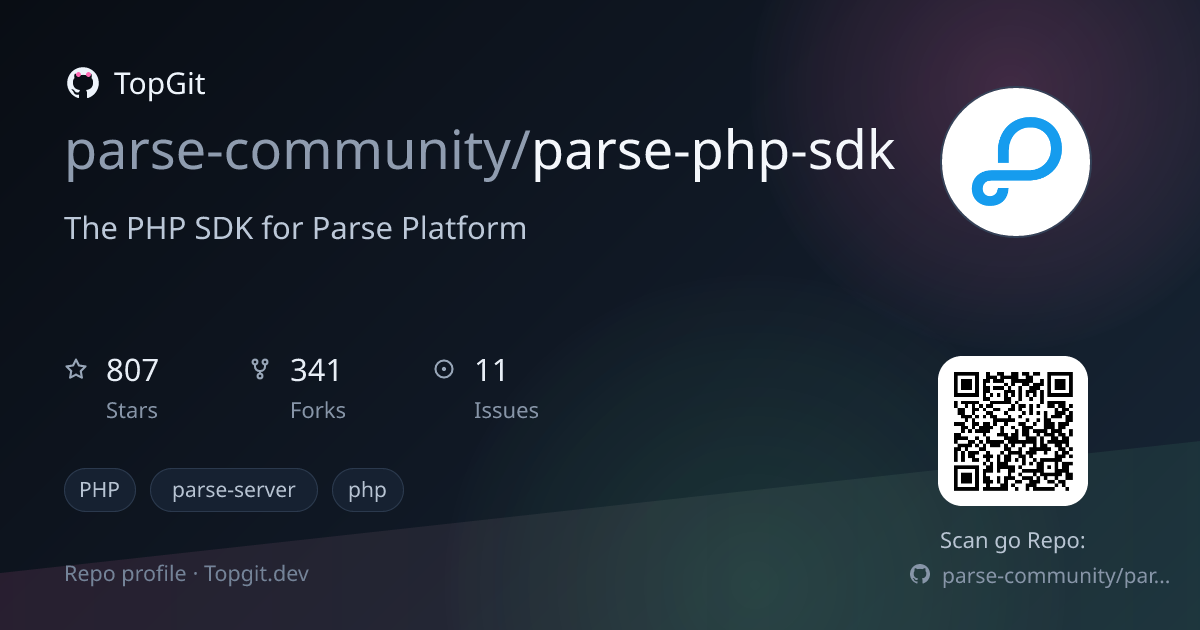 TopGit repo profile image for parse-community/parse-php-sdk