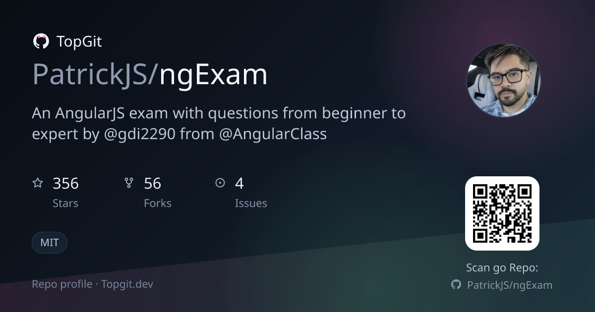 TopGit repo profile image for PatrickJS/ngExam