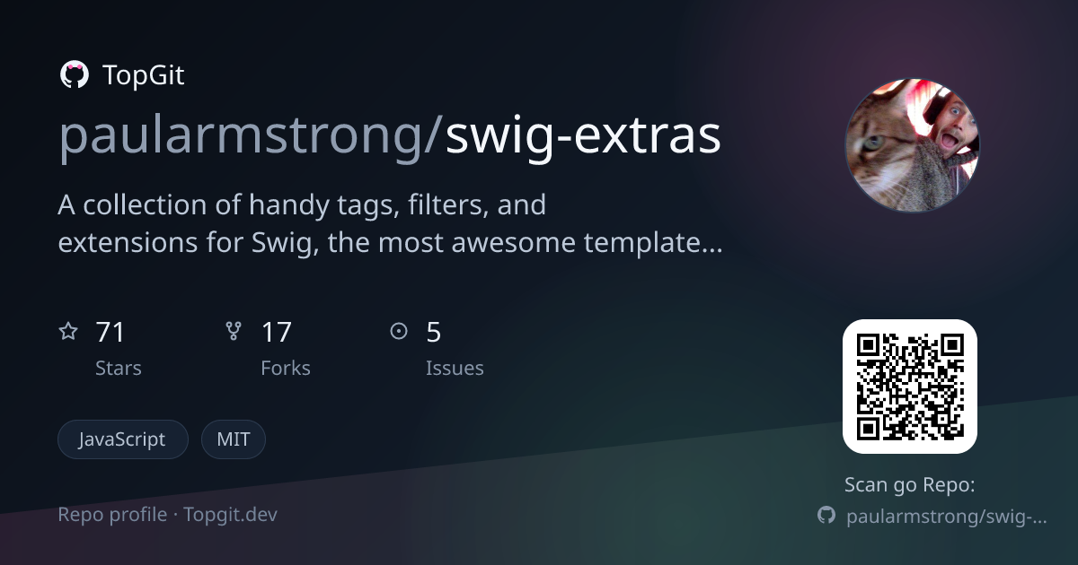 TopGit repo profile image for paularmstrong/swig-extras