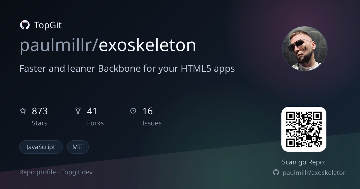 TopGit repo profile image for paulmillr/exoskeleton