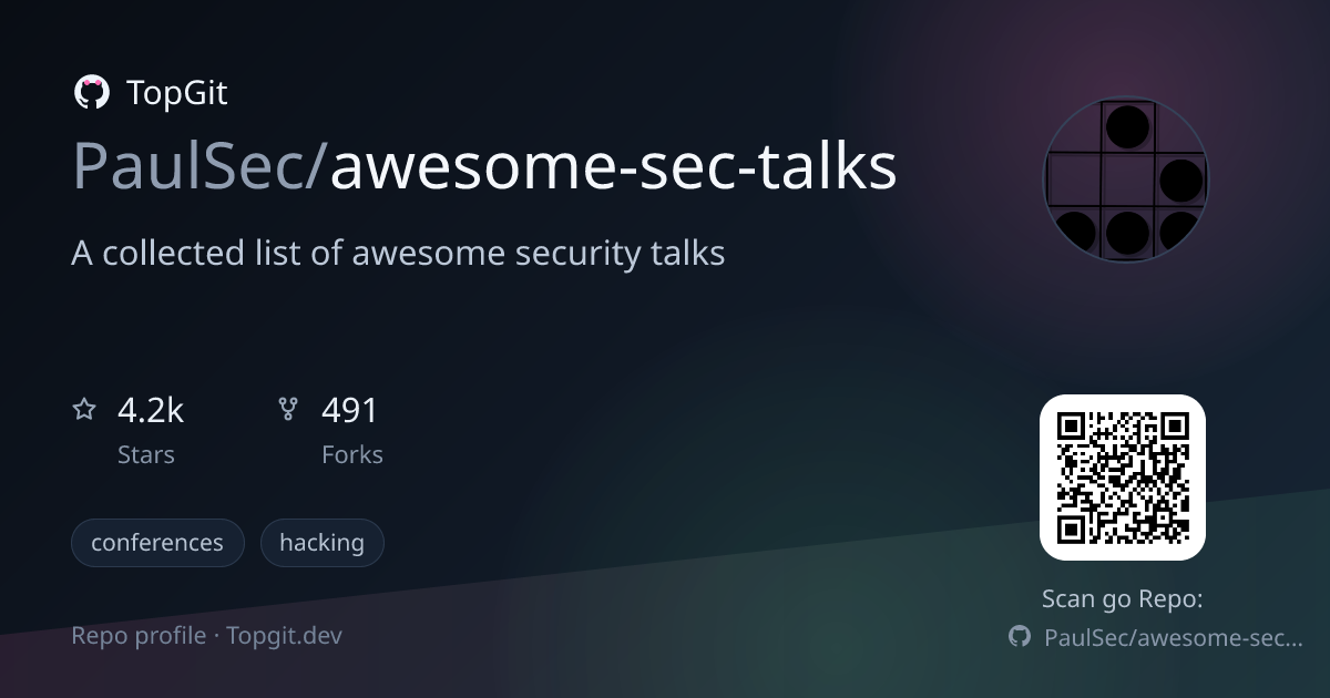 TopGit repo profile image for PaulSec/awesome-sec-talks