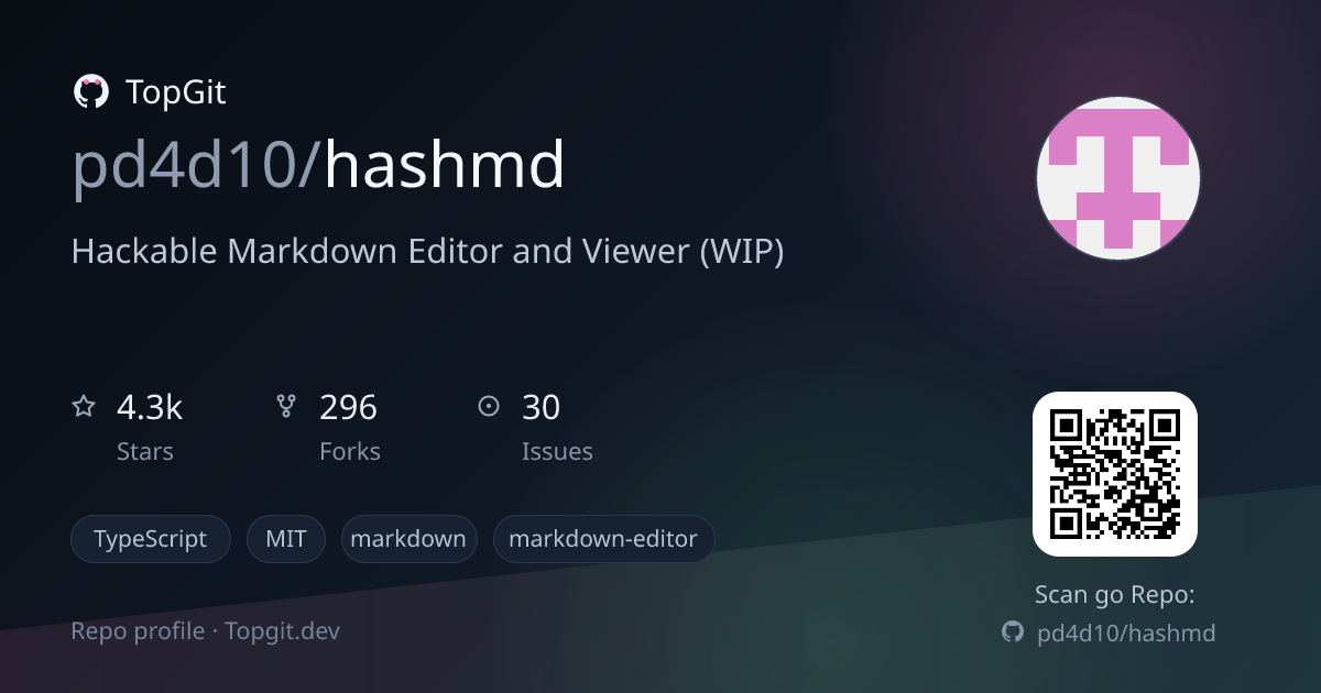 TopGit repo profile image for pd4d10/hashmd