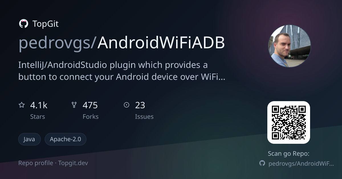 TopGit repo profile image for pedrovgs/AndroidWiFiADB