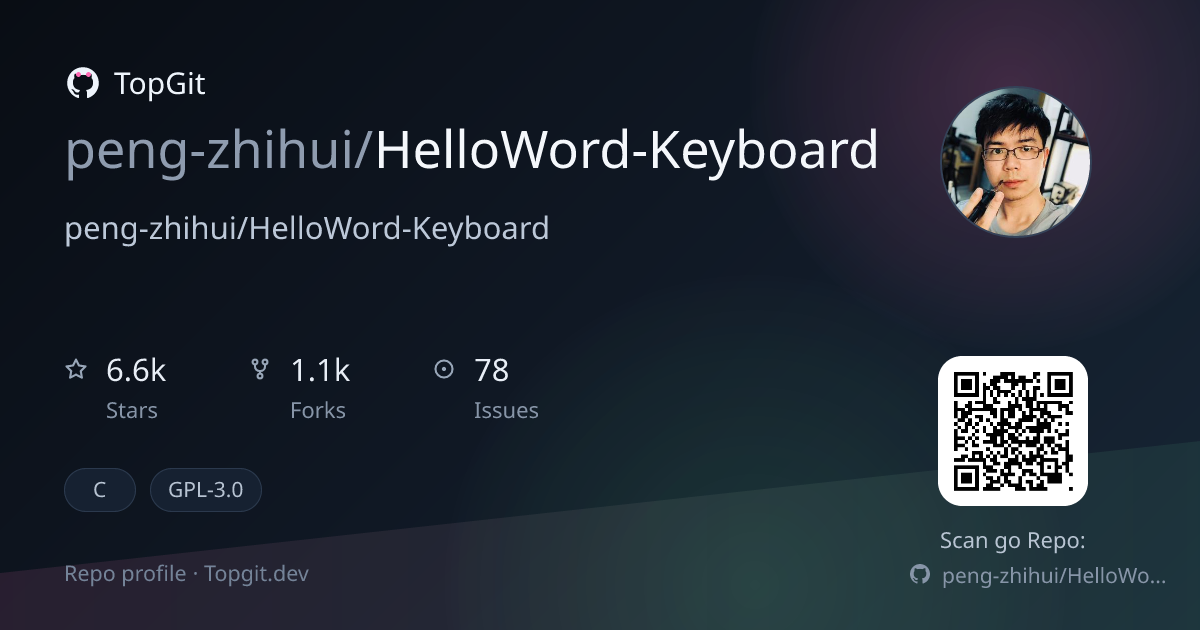 TopGit repo profile image for peng-zhihui/HelloWord-Keyboard