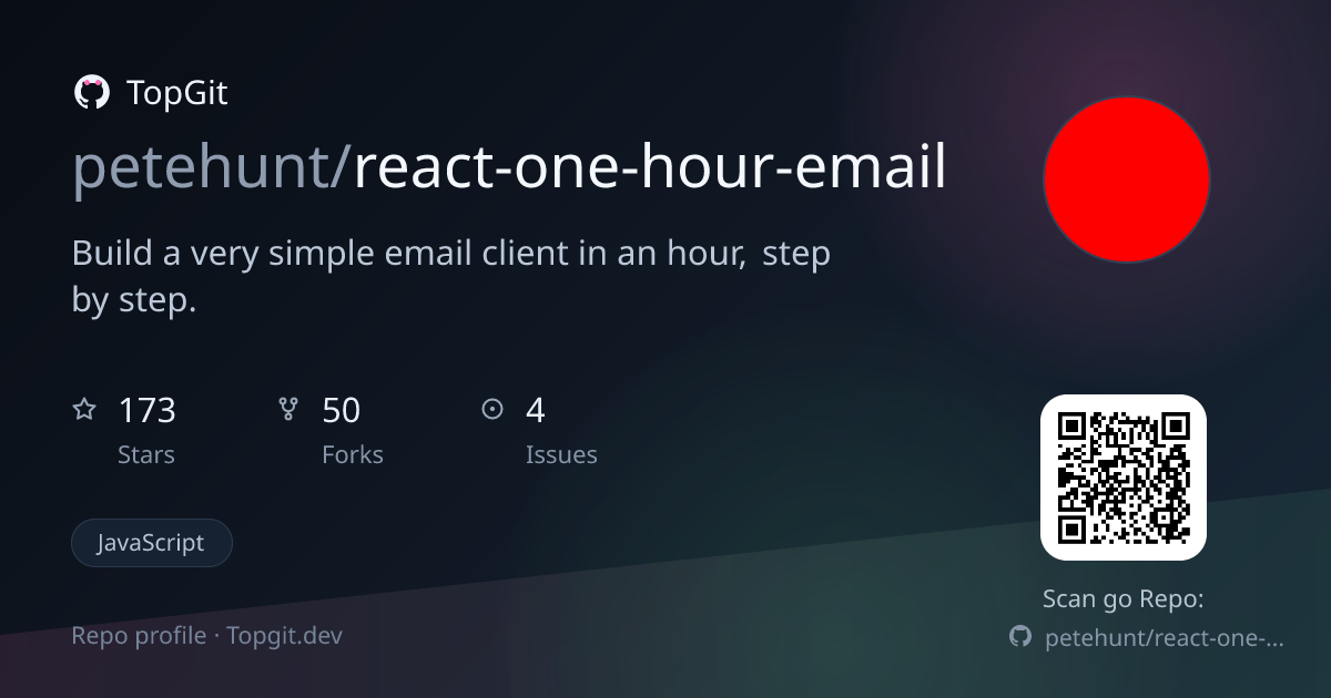 TopGit repo profile image for petehunt/react-one-hour-email