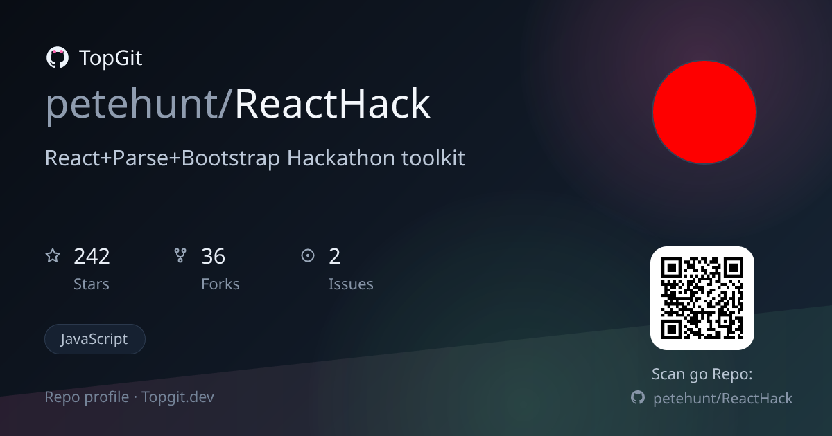 TopGit repo profile image for petehunt/ReactHack