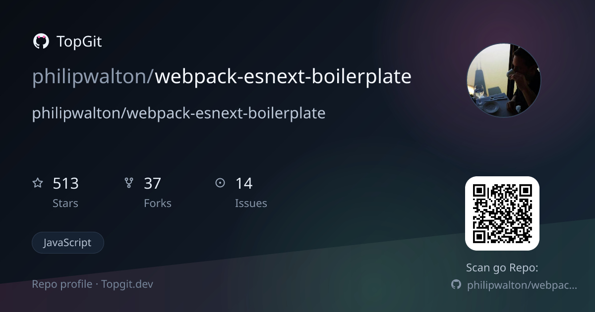 TopGit repo profile image for philipwalton/webpack-esnext-boilerplate