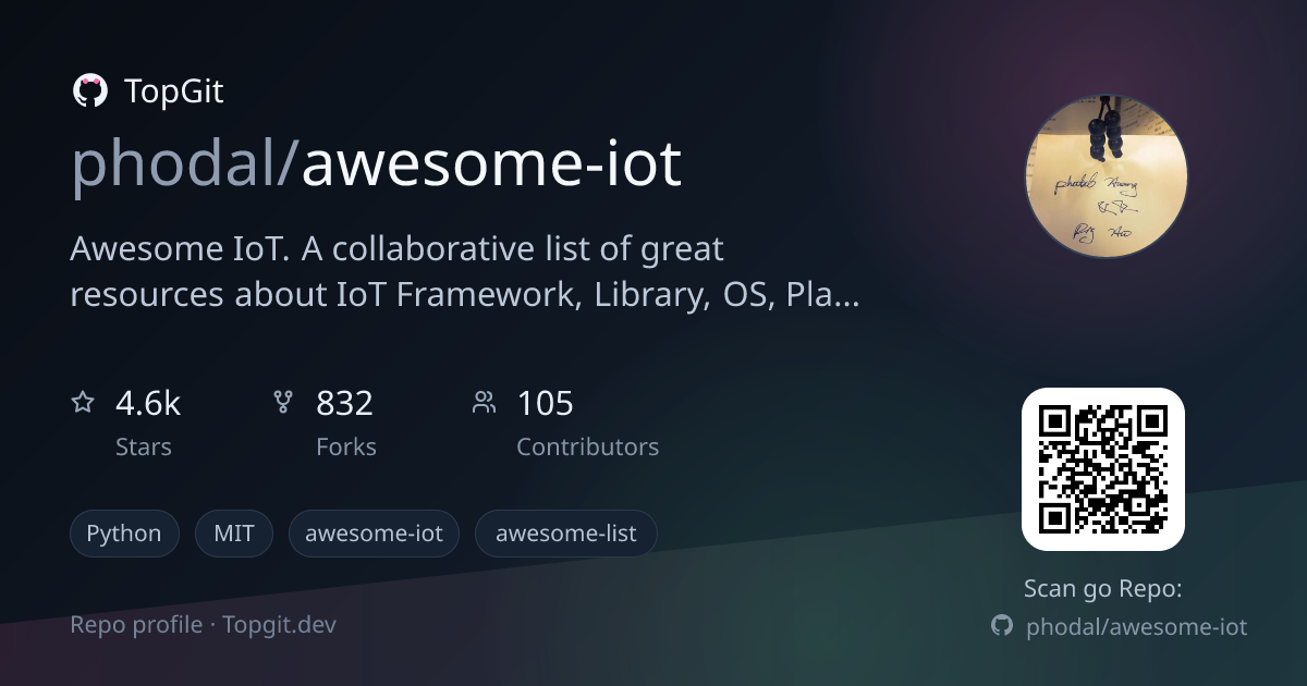 TopGit repo profile image for phodal/awesome-iot