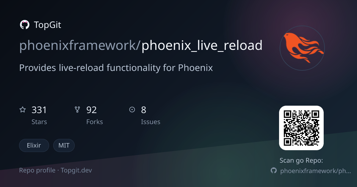 TopGit repo profile image for phoenixframework/phoenix_live_reload