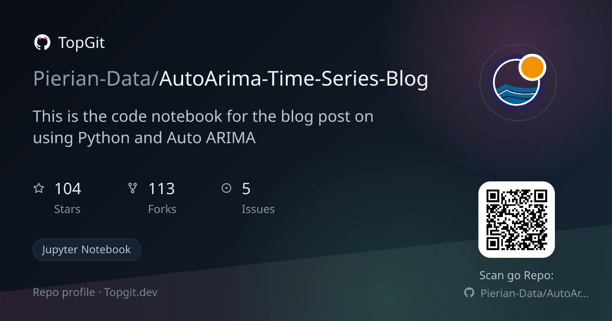 TopGit repo profile image for Pierian-Data/AutoArima-Time-Series-Blog