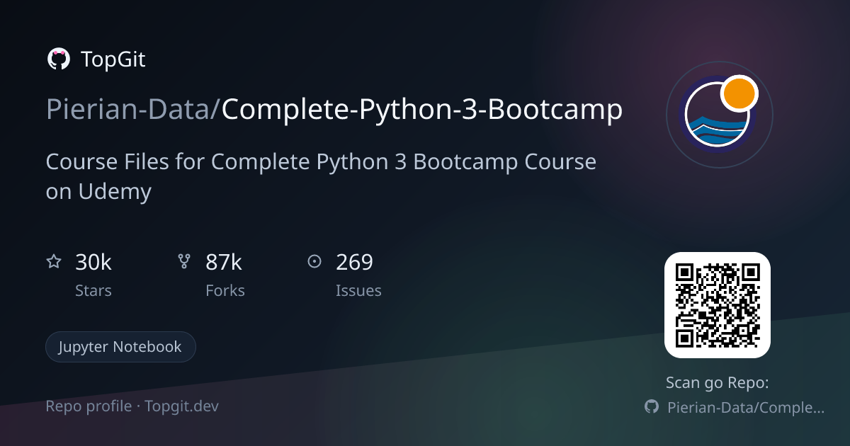 TopGit repo profile image for Pierian-Data/Complete-Python-3-Bootcamp