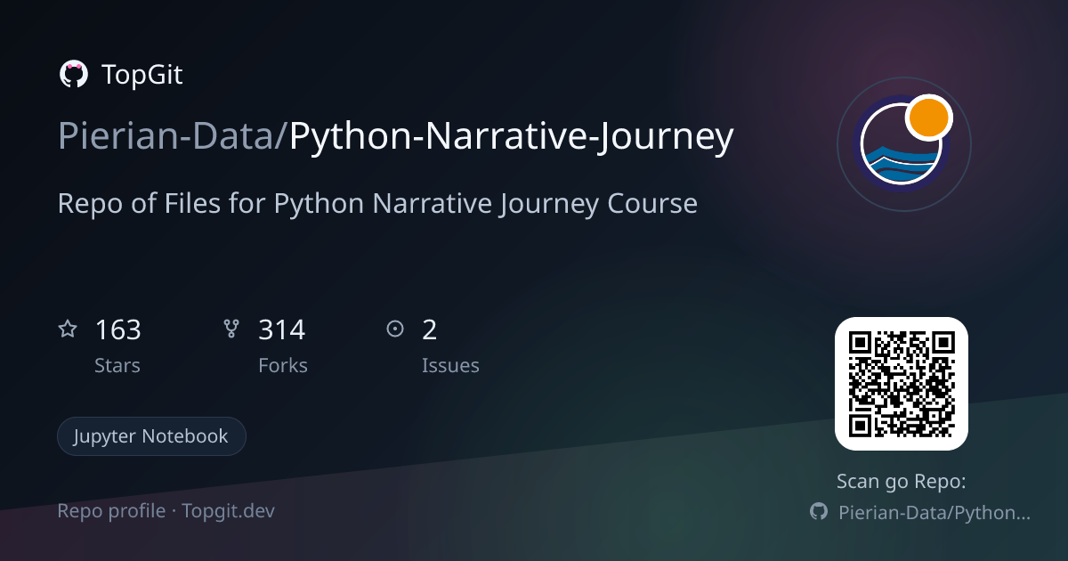 TopGit repo profile image for Pierian-Data/Python-Narrative-Journey