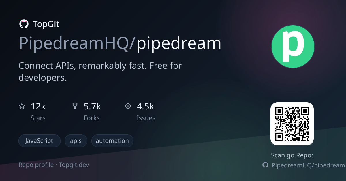 TopGit repo profile image for PipedreamHQ/pipedream