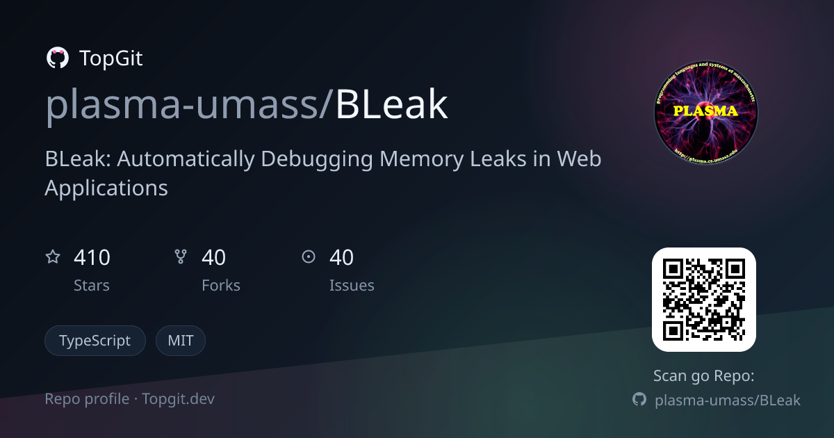 TopGit repo profile image for plasma-umass/BLeak