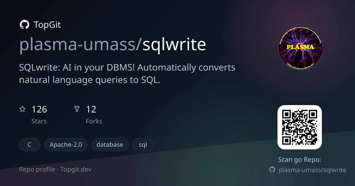 TopGit repo profile image for plasma-umass/sqlwrite