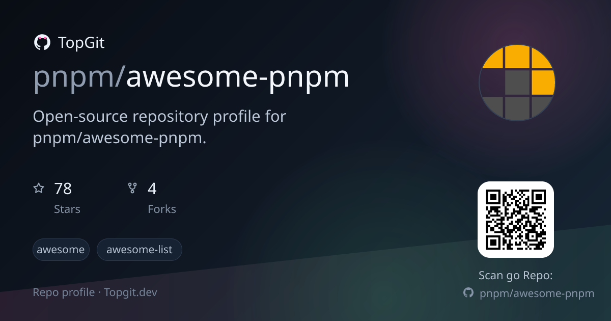TopGit repo profile image for pnpm/awesome-pnpm