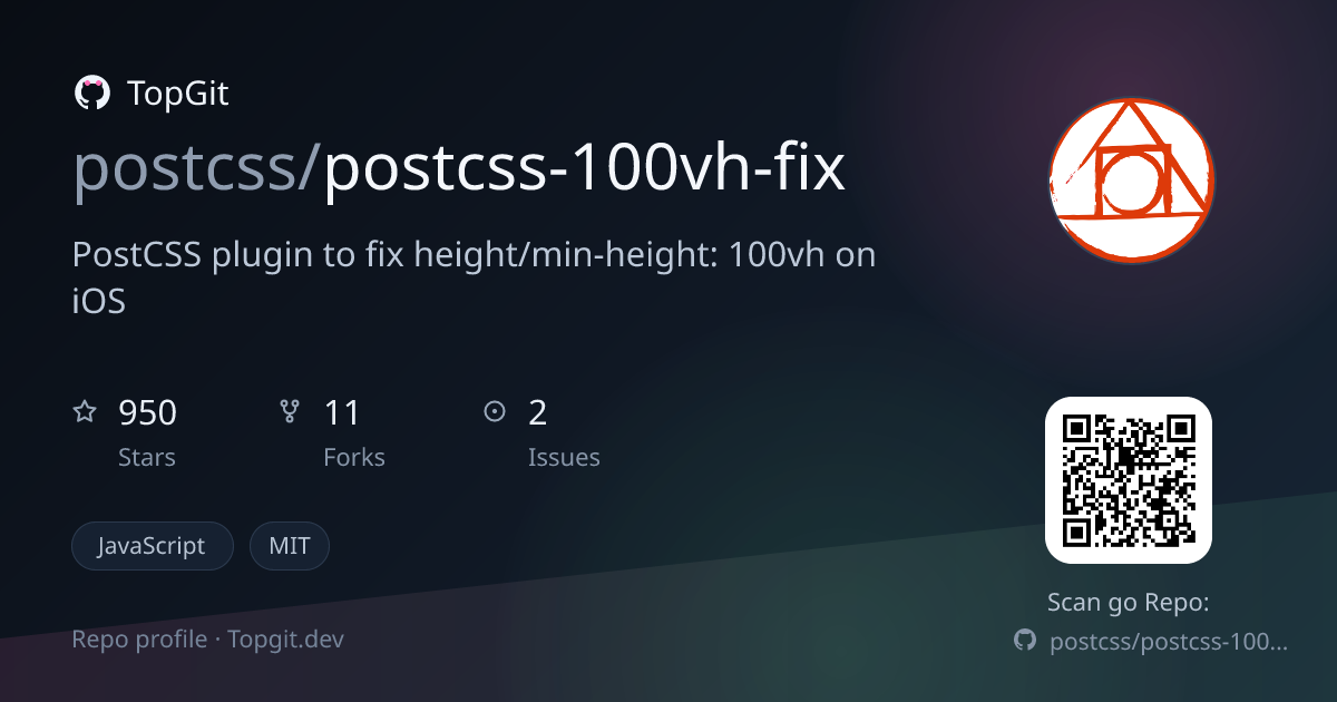 TopGit repo profile image for postcss/postcss-100vh-fix