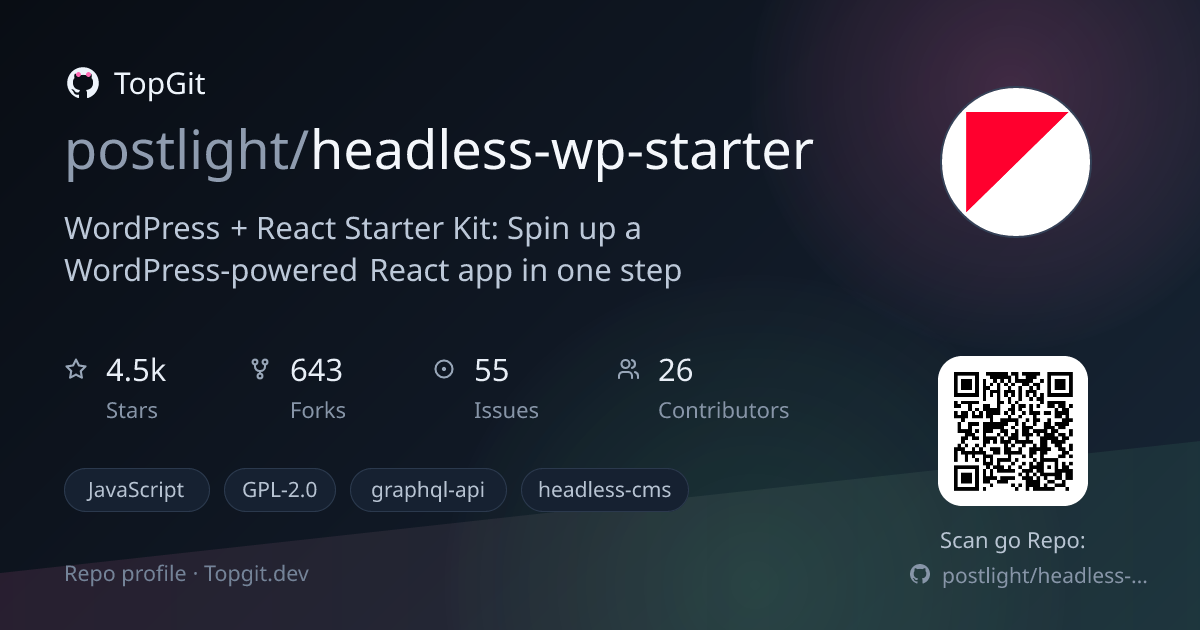 TopGit repo profile image for postlight/headless-wp-starter