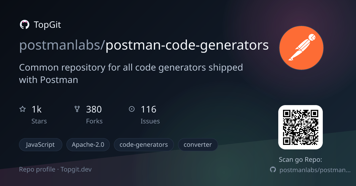 TopGit repo profile image for postmanlabs/postman-code-generators