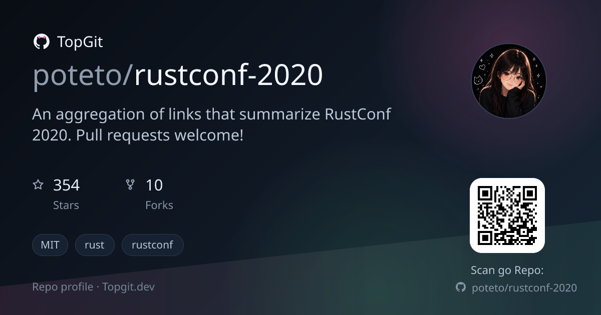 TopGit repo profile image for poteto/rustconf-2020