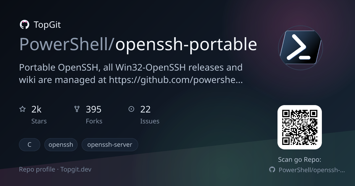 TopGit repo profile image for PowerShell/openssh-portable