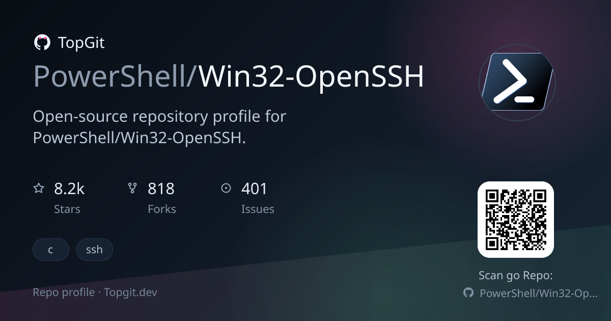 TopGit repo profile image for PowerShell/Win32-OpenSSH