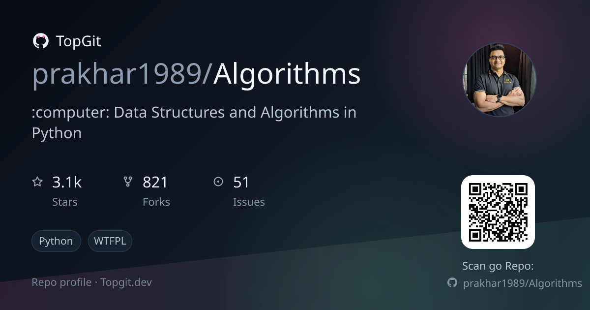 TopGit repo profile image for prakhar1989/Algorithms