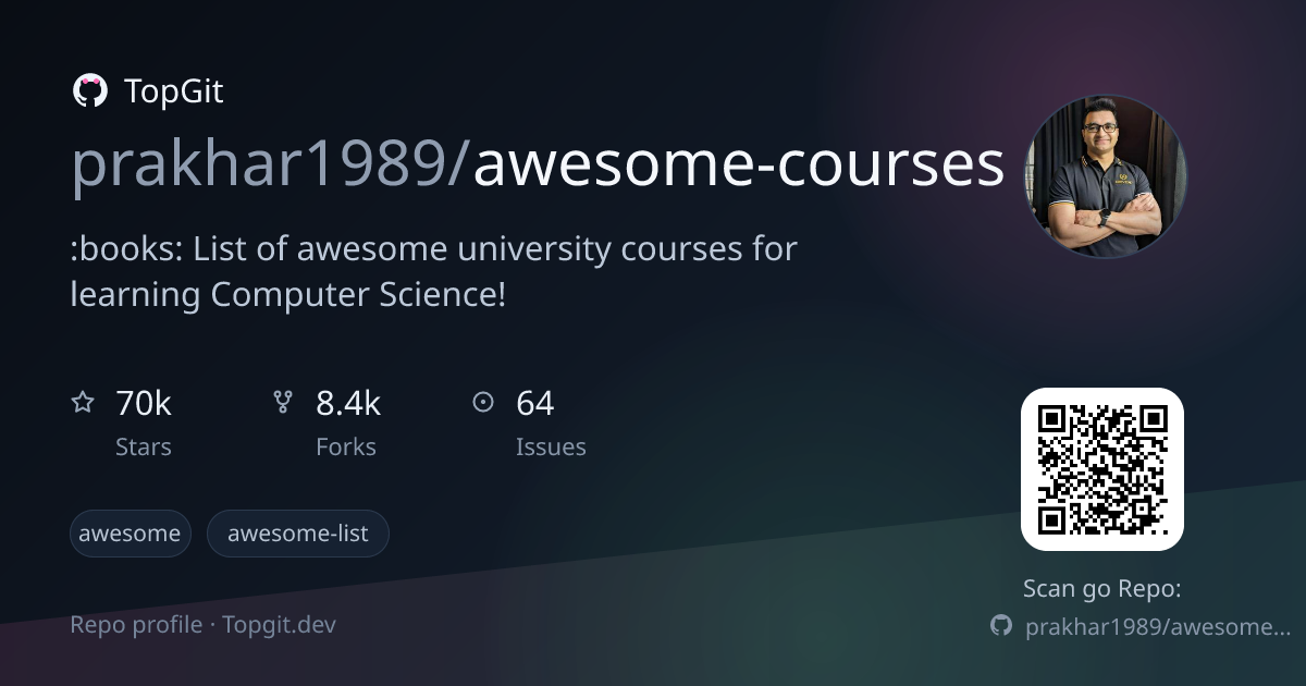 TopGit repo profile image for prakhar1989/awesome-courses