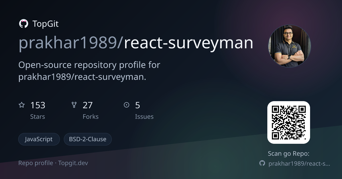TopGit repo profile image for prakhar1989/react-surveyman