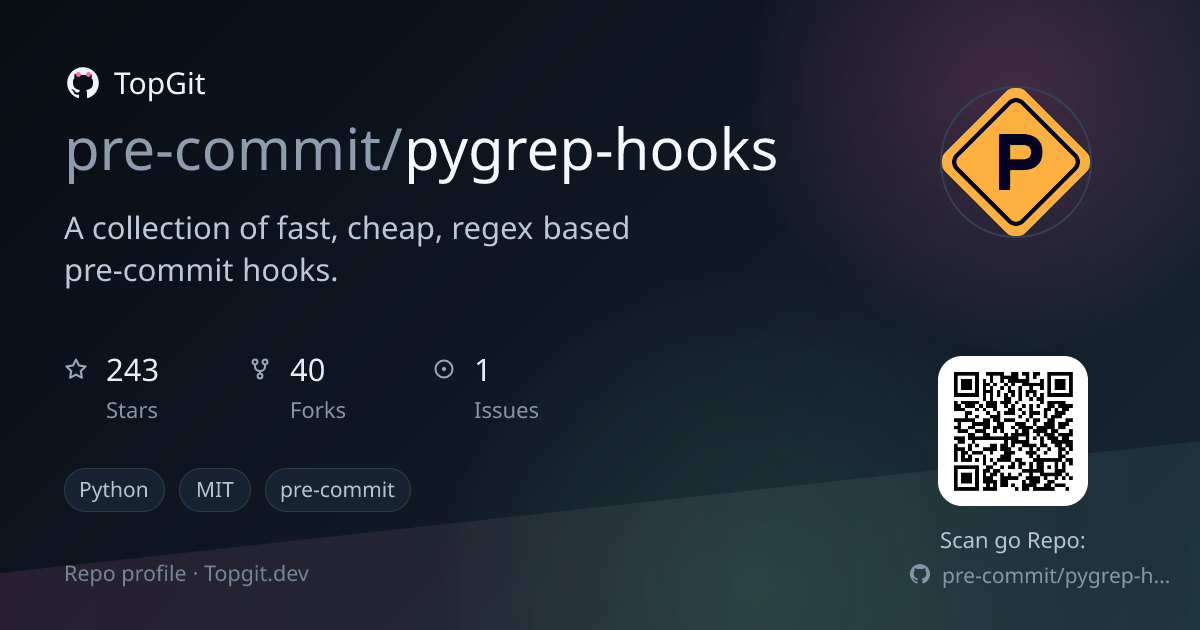 TopGit repo profile image for pre-commit/pygrep-hooks