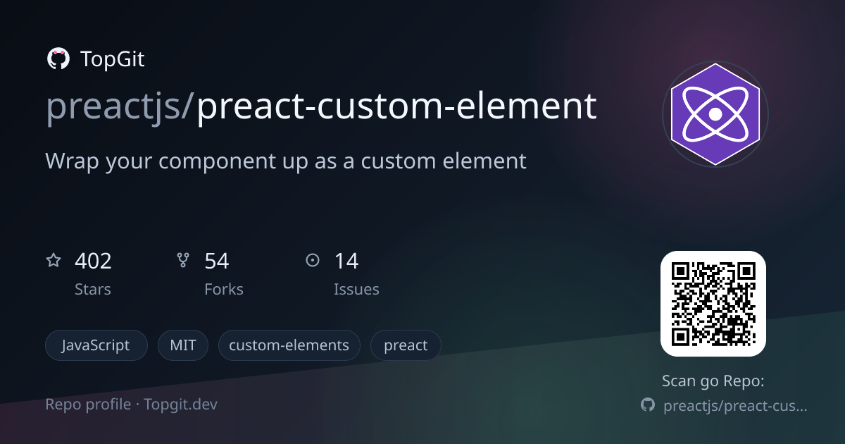 TopGit repo profile image for preactjs/preact-custom-element