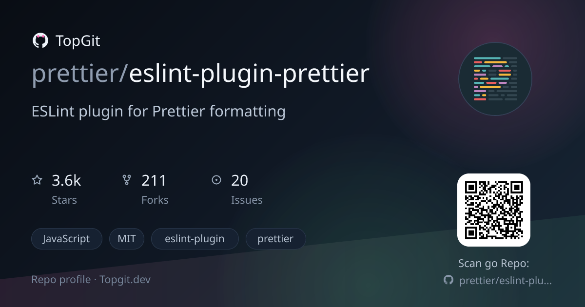 TopGit repo profile image for prettier/eslint-plugin-prettier