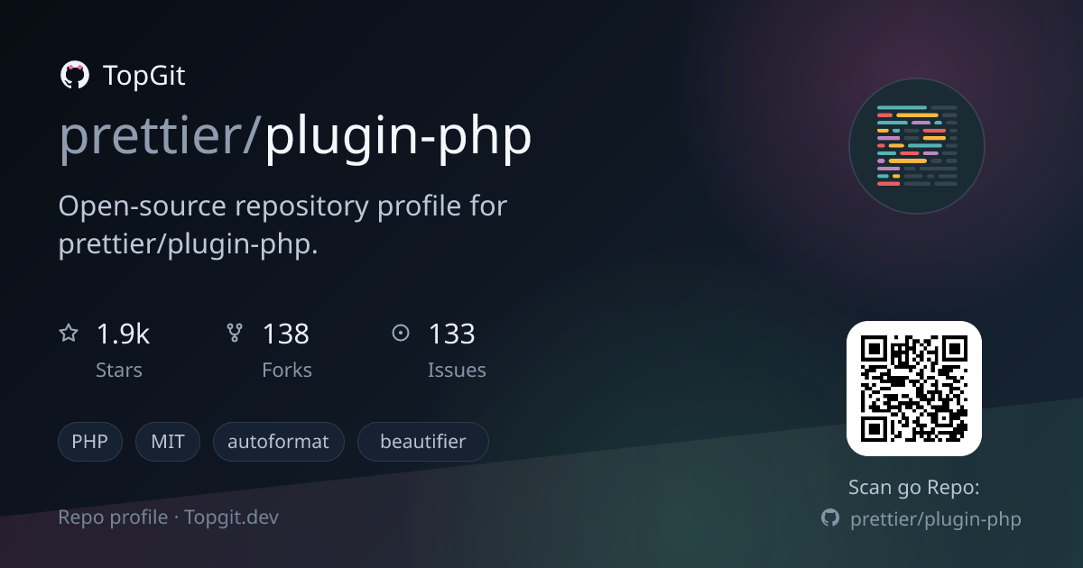 TopGit repo profile image for prettier/plugin-php
