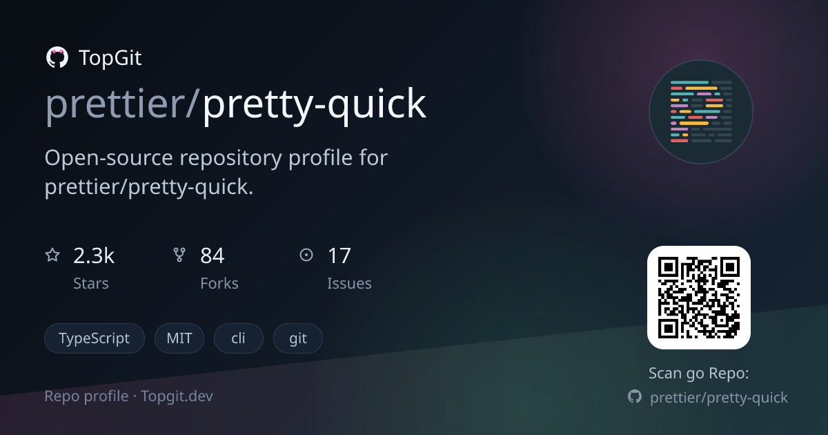 TopGit repo profile image for prettier/pretty-quick