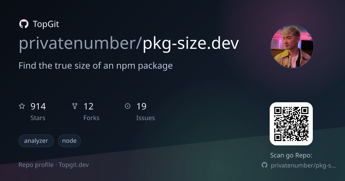TopGit repo profile image for privatenumber/pkg-size.dev