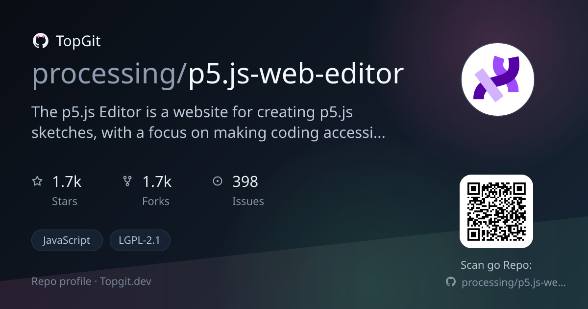 TopGit repo profile image for processing/p5.js-web-editor